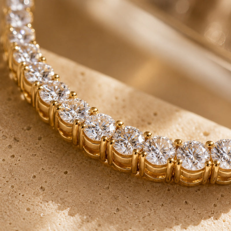 Classic Gold Diamond Tennis Necklace | Sparkling Cubic Zirconia Eternity Choker