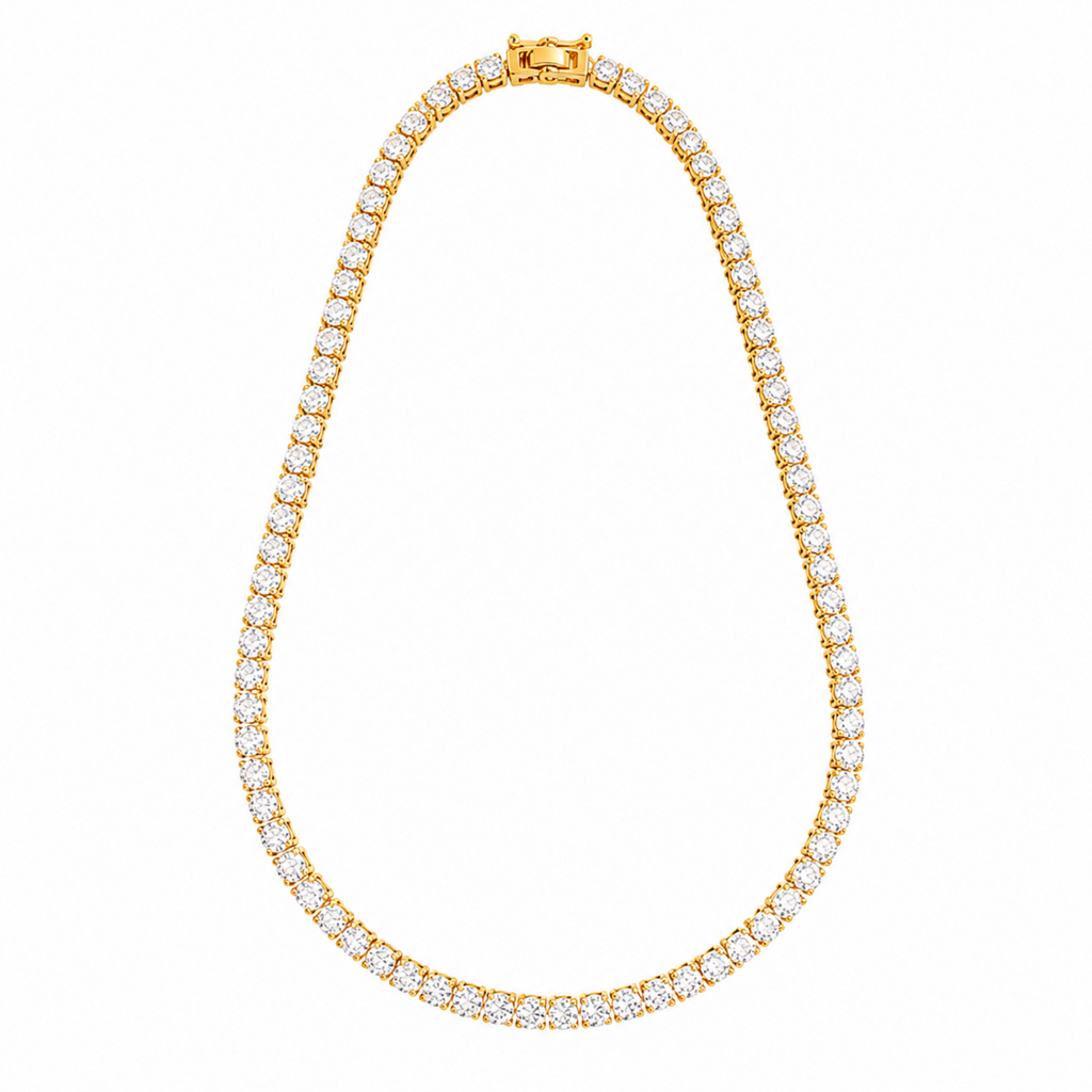 Classic Gold Diamond Tennis Necklace | Sparkling Cubic Zirconia Eternity Choker