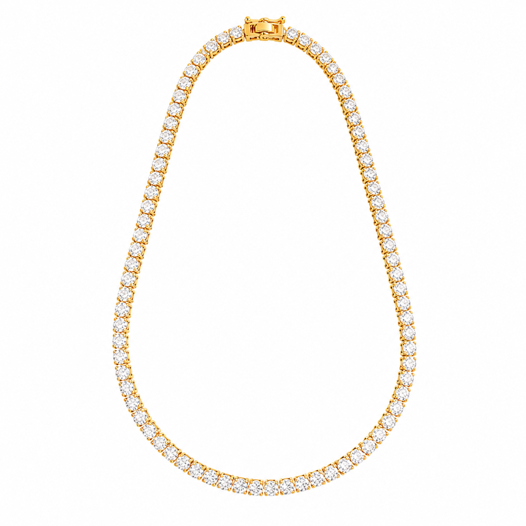 Classic Gold Diamond Tennis Necklace | Sparkling Cubic Zirconia Eternity Choker